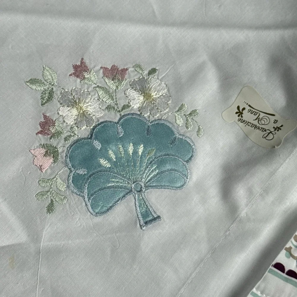 Vtg Lavorazione a Mano White Cotton Lightweight‎ Bed Sheet 106